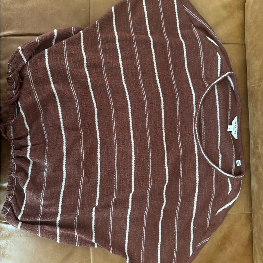 Max Studio Brown and White Knit Top
